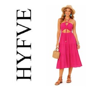 HYFVE Hot Pink Cut Out Midi Dress
